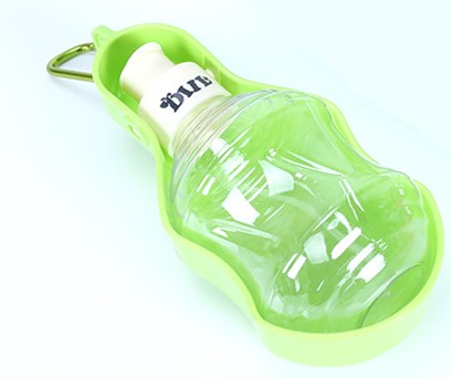 Clip-on dog travel water bottle with drinking trough, view 7