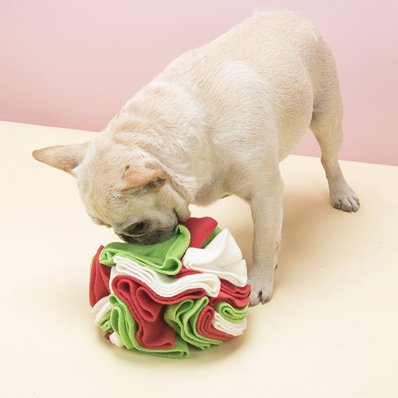 Fleece snuffle ball dog toy for hiding treats, view 3