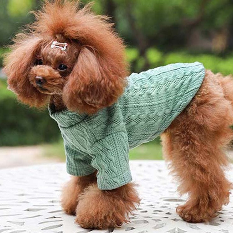 Rib knit turtleneck sweater for small dogs, view 2