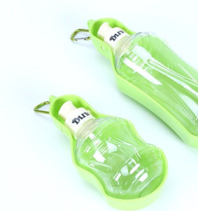 Clip-on dog travel water bottle with drinking trough, view 15
