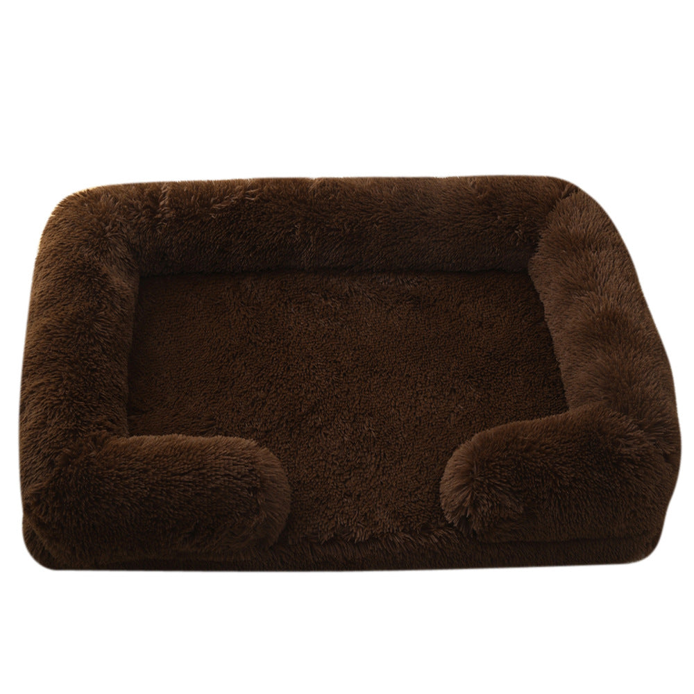 Plush rectangle dog bed with bolster sides, view 5