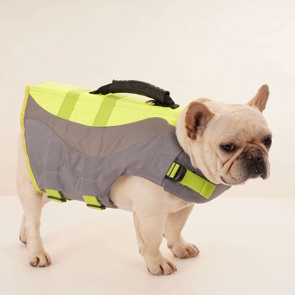 Reflective dog life jacket with rescue handle, view 3