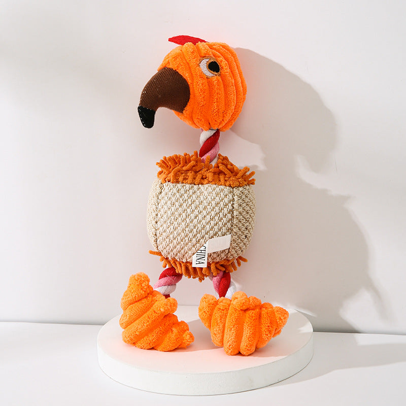 Squeaky corduroy plush animal dog toy, view 15