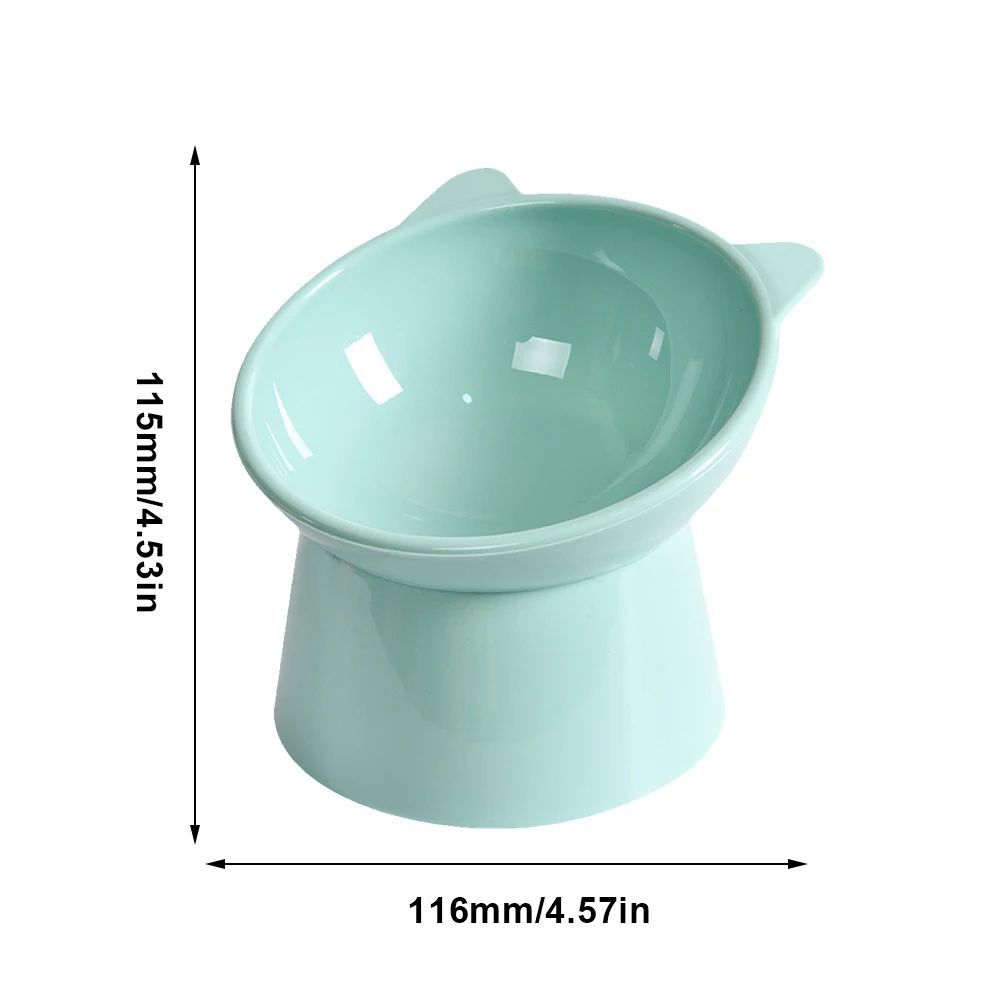 Tilted elevated cat food bowl with raised base, view 3