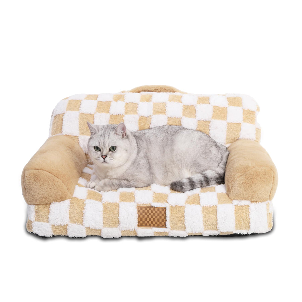 Plush dog bed with removable jacquard cover, view 3