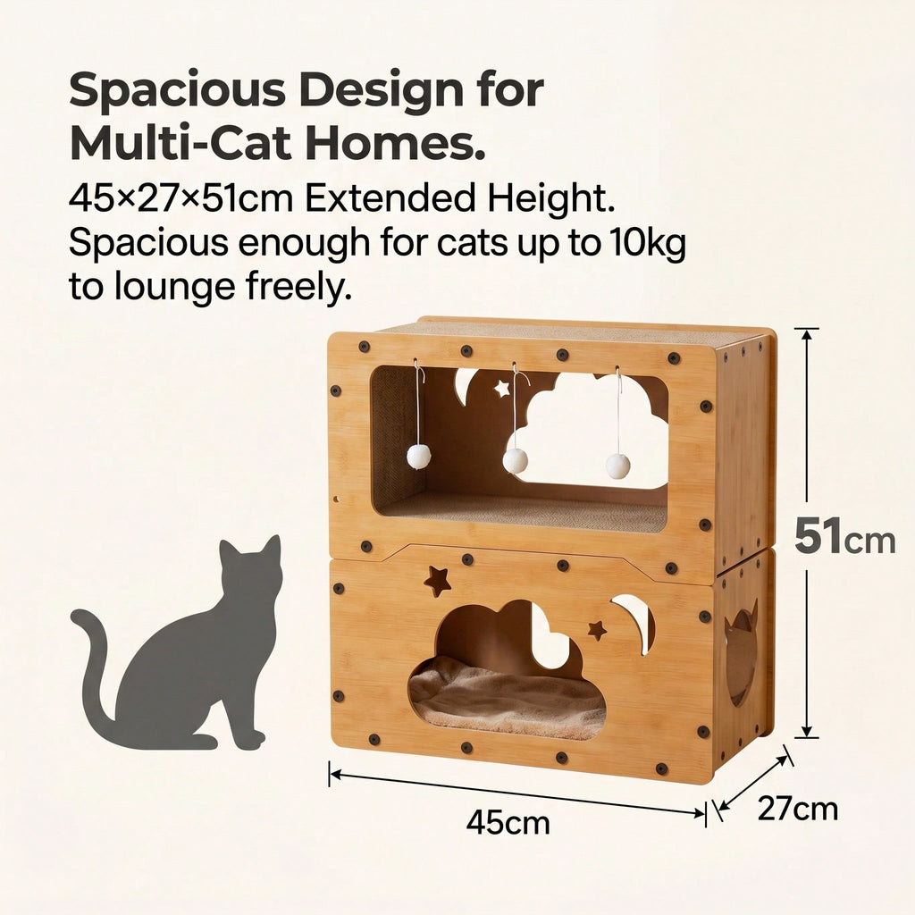 Two-tier cardboard cat house with scratching lounge, view 10
