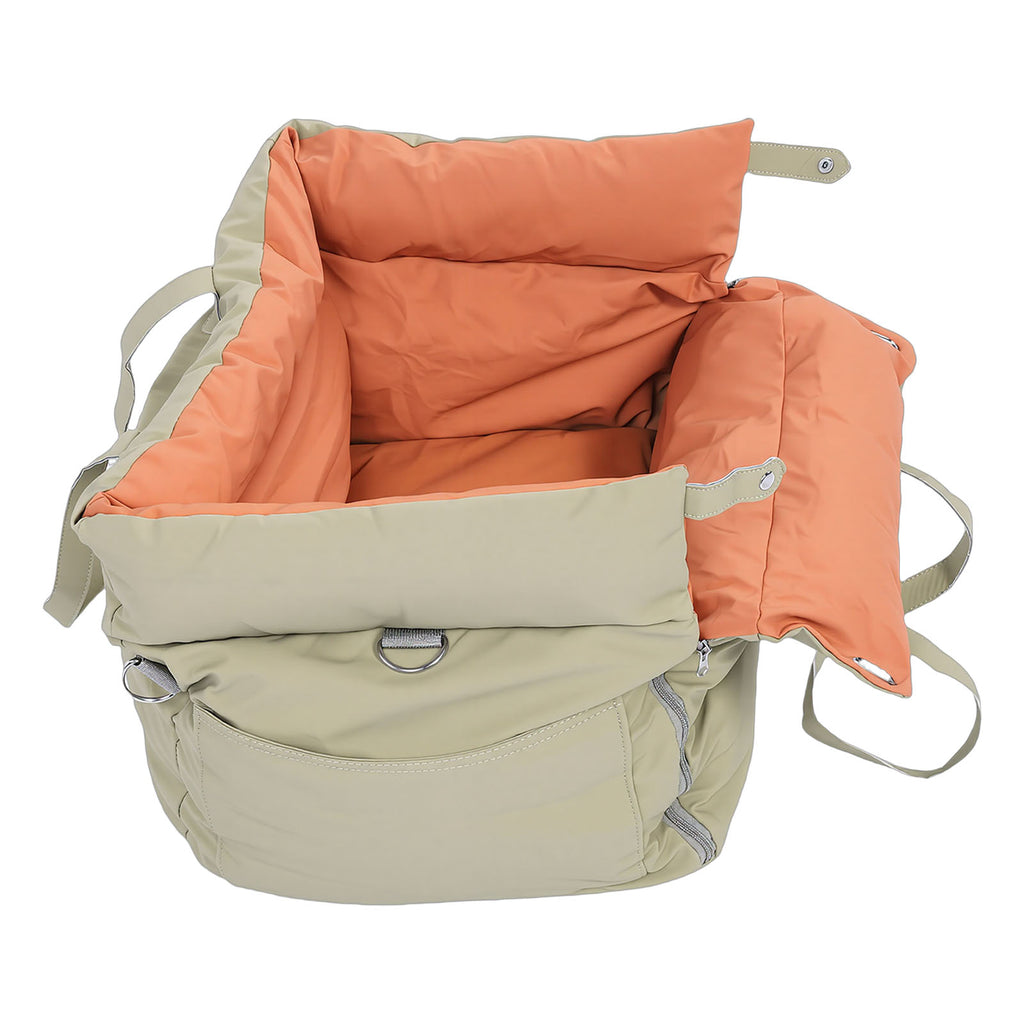 Padded small dog car seat bed with tether, view 6
