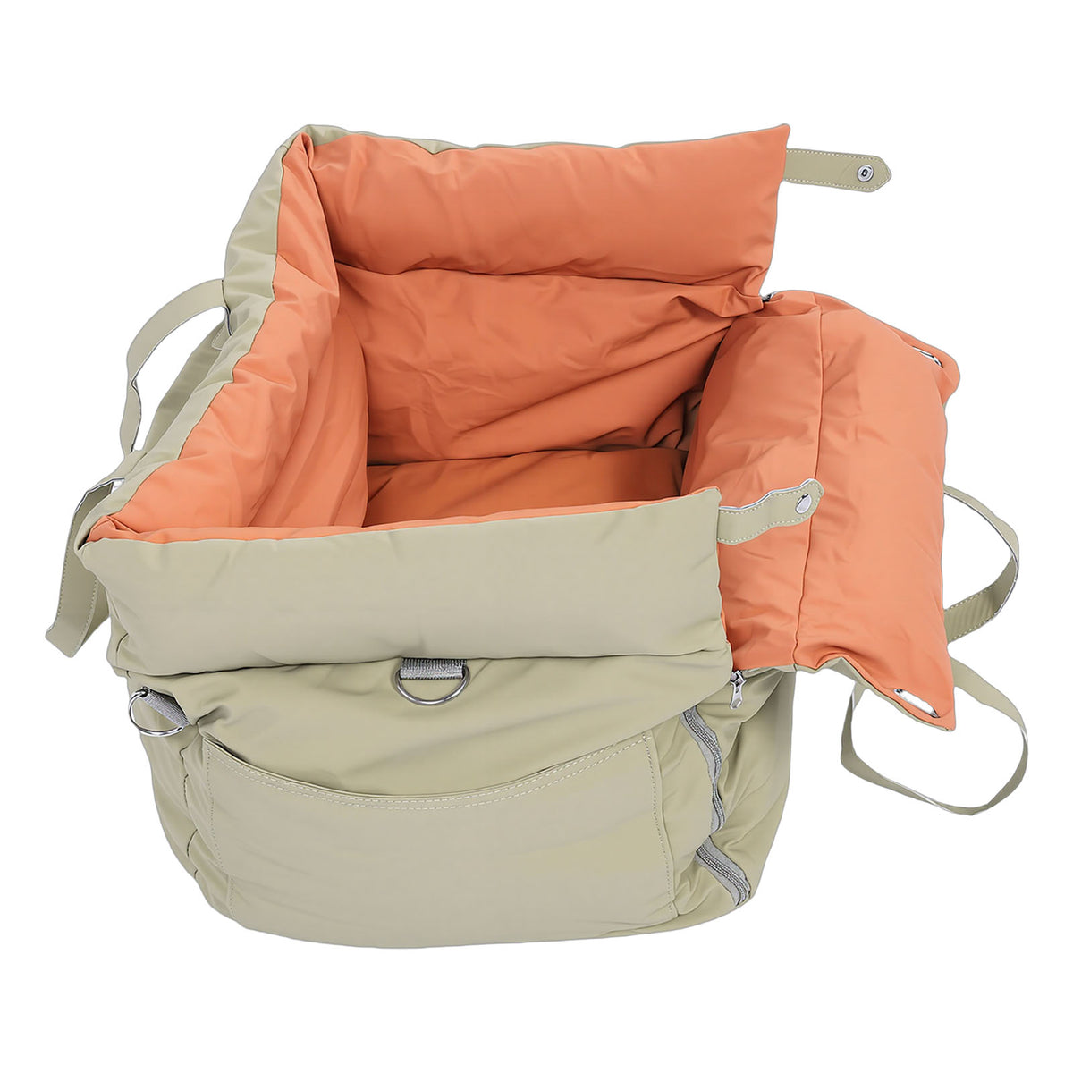 Padded small dog car seat bed with tether, view 6