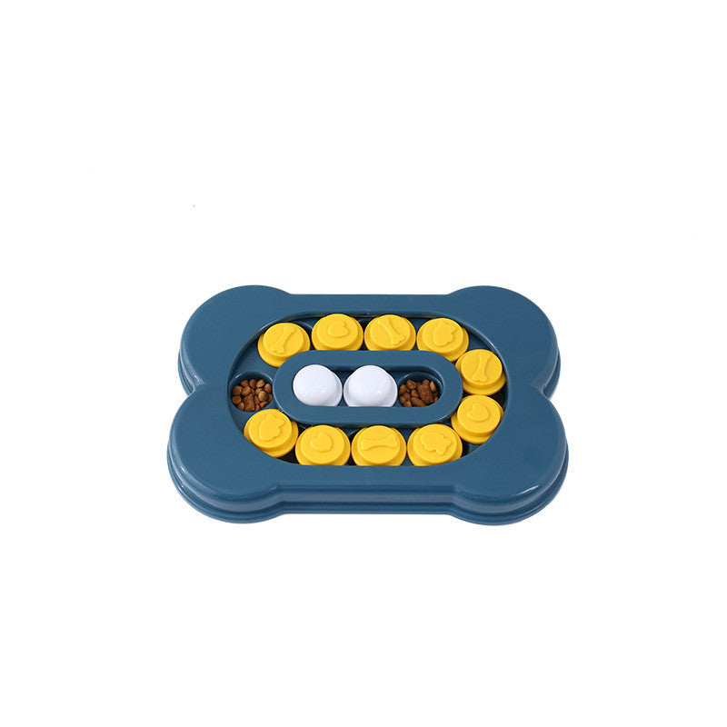 Bone-shaped dog puzzle toy with slider treat compartments, view 4