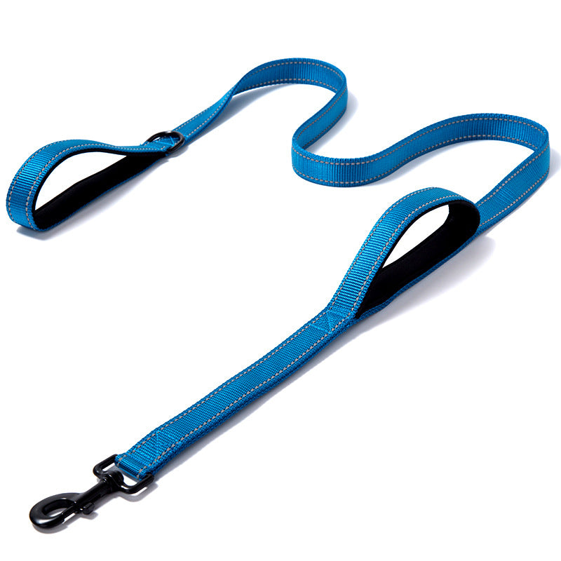 Double-layer reflective nylon dog leash with padded handle, view 4