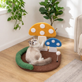 Cat Bed with Sisal Scratching Panel and Cushioned Headrest
