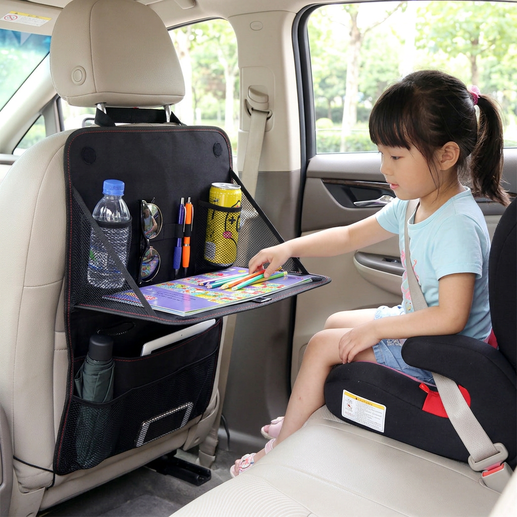 Car Backseat Organizer with Foldable Tray, Oxford Cloth