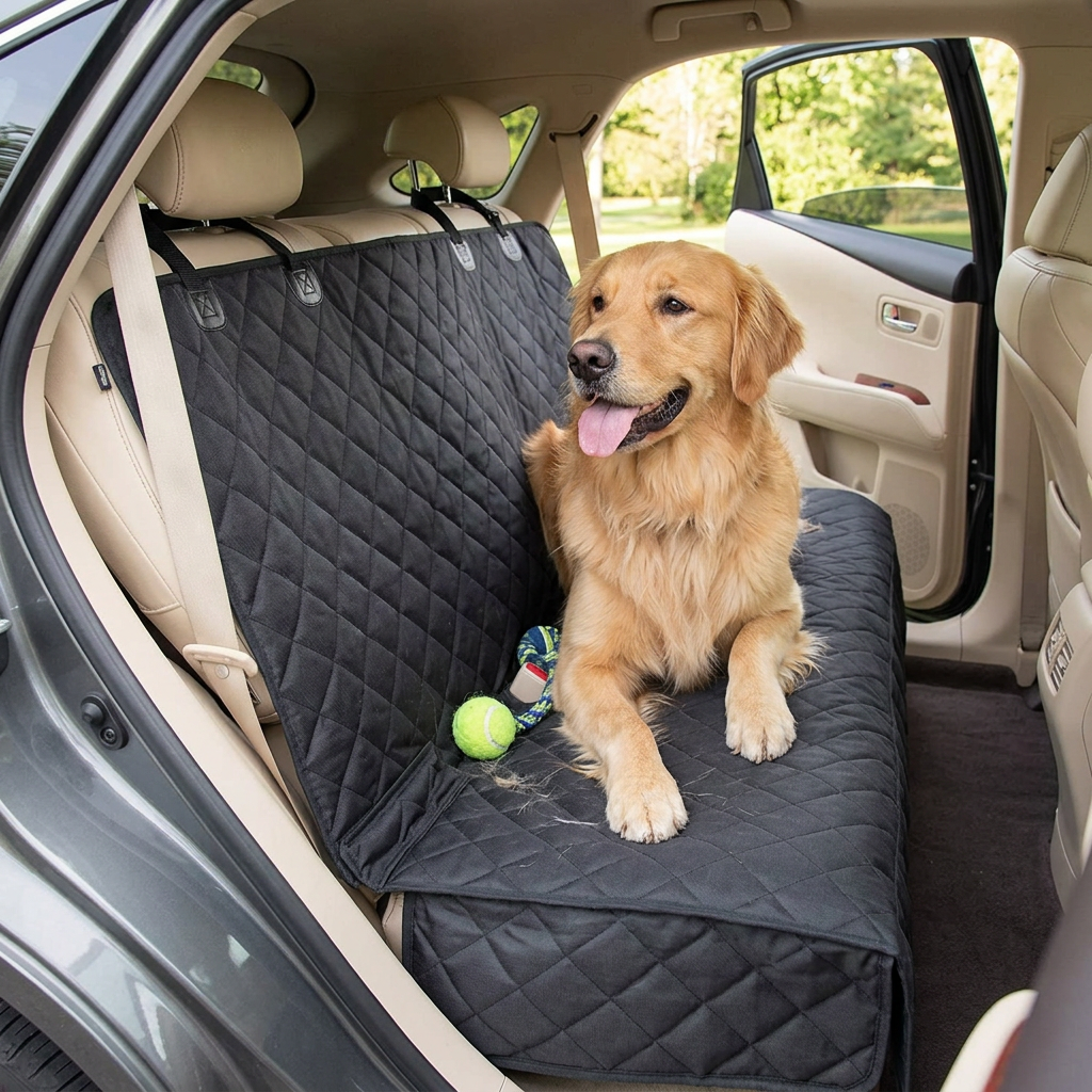 Quilted Dog Back Seat Cover, Thick Padded Oxford