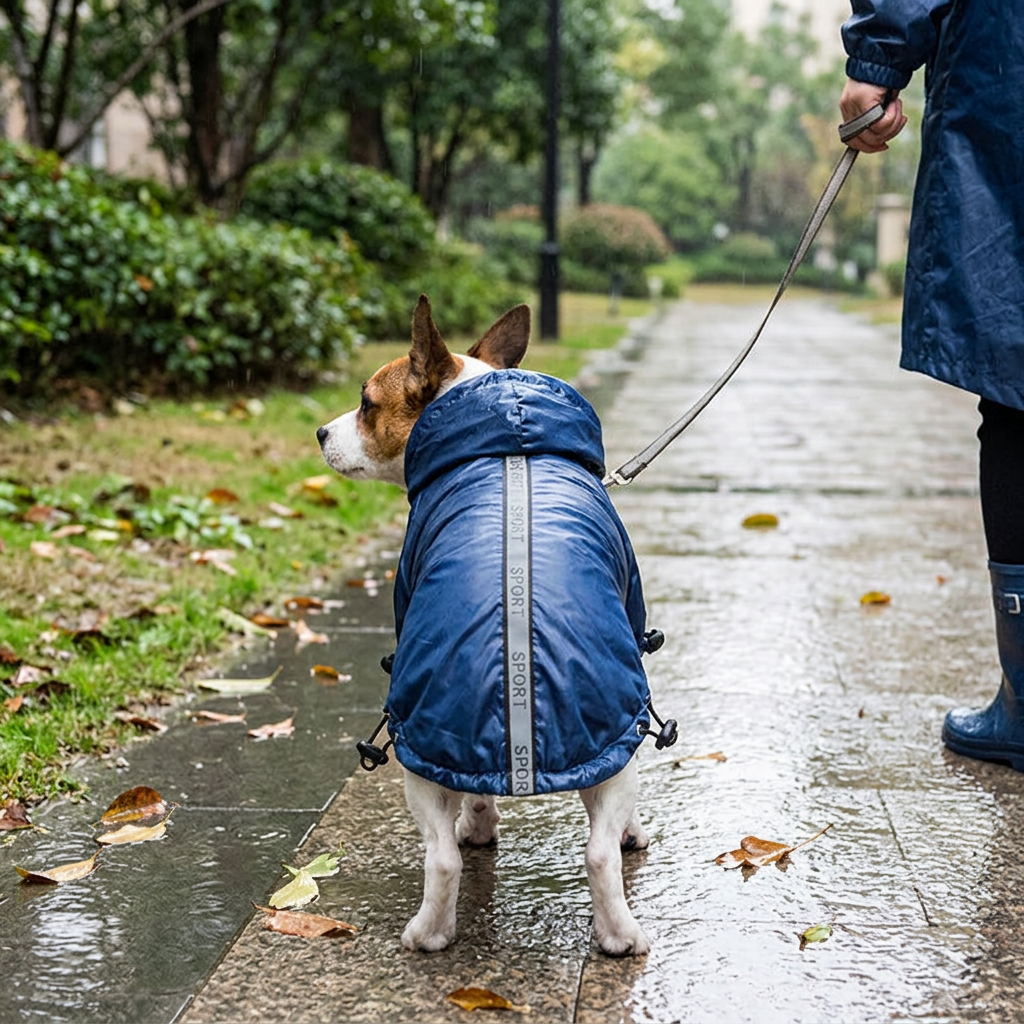 Hooded Dog Raincoat Waterproof Lined Rain Jacket
