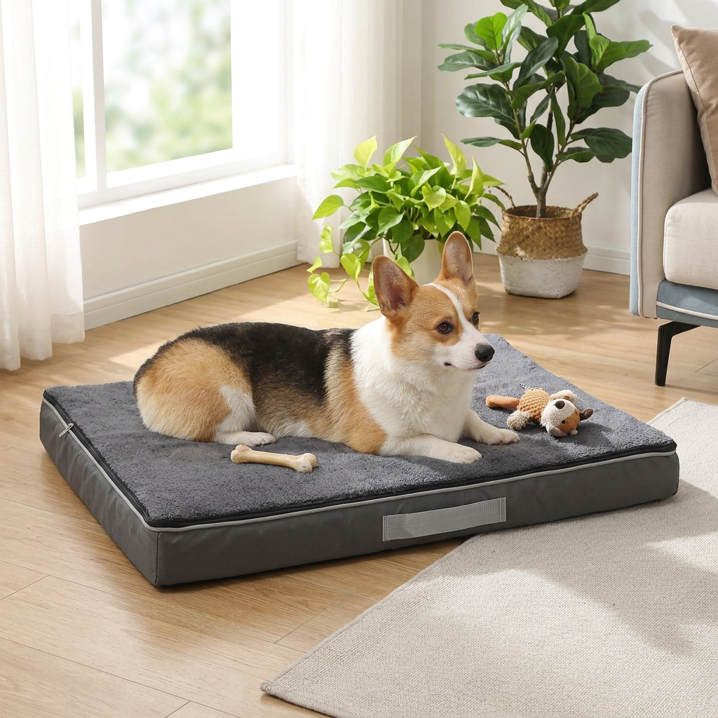 Memory Foam Dog Bed Mattress, Removable Washable Plush Cover