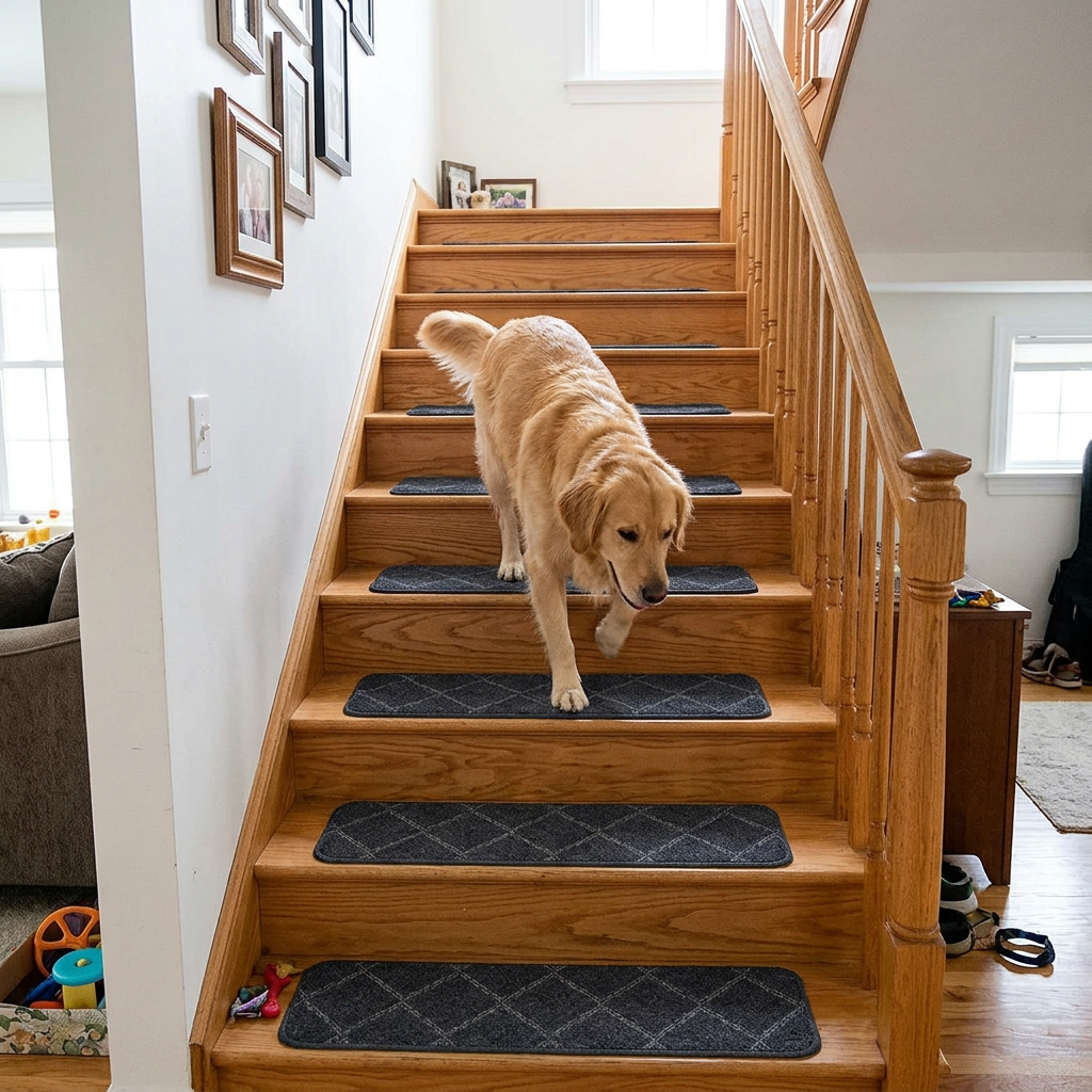 Non-Slip Stair Tread Mats for Dogs, Embossed 30 x 8 in