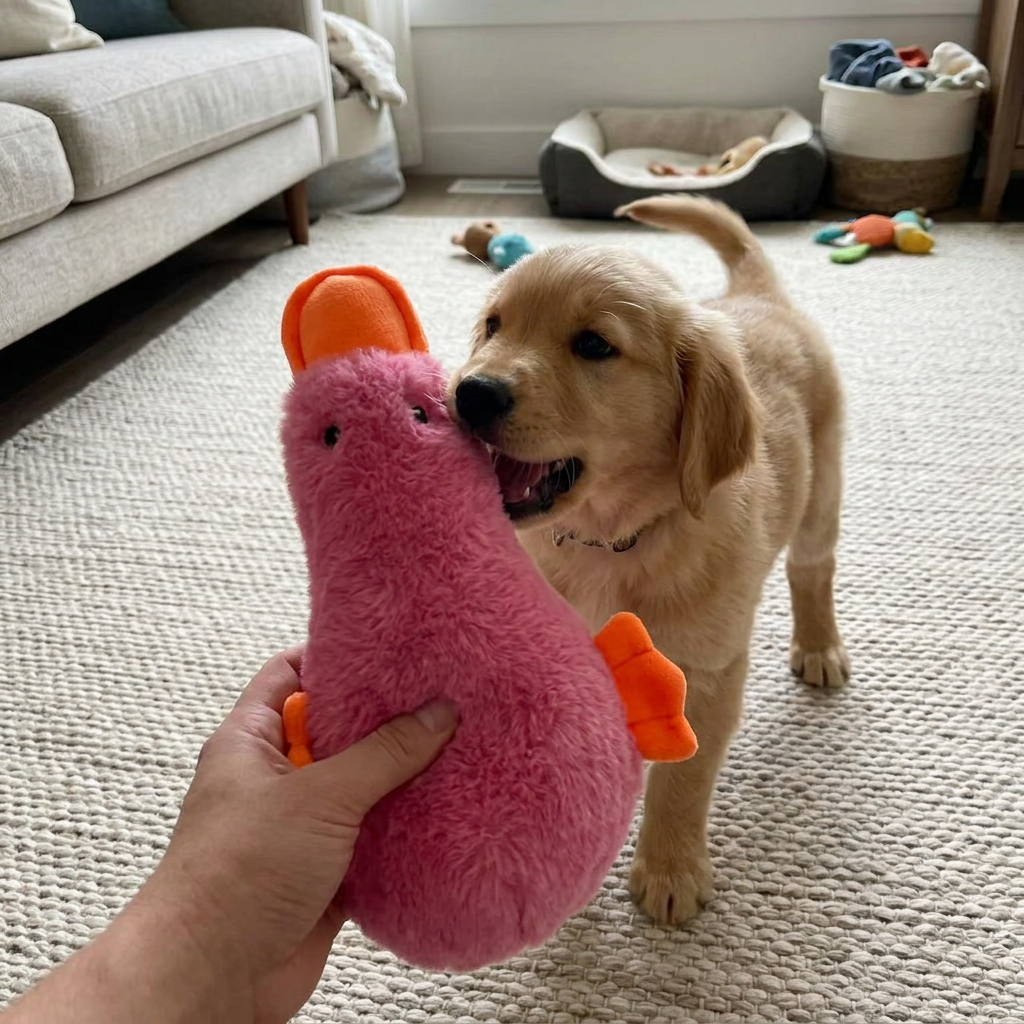Squeaky Plush Duck Dog Toy Soft Interactive Puppy Toy