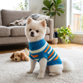 Striped Knit Dog Sweater Soft Turtleneck Pullover