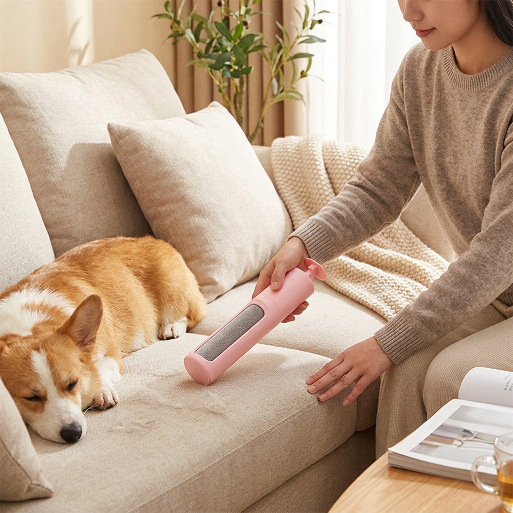 Reusable Pet Hair Remover Brush Self-Cleaning Lint Tool