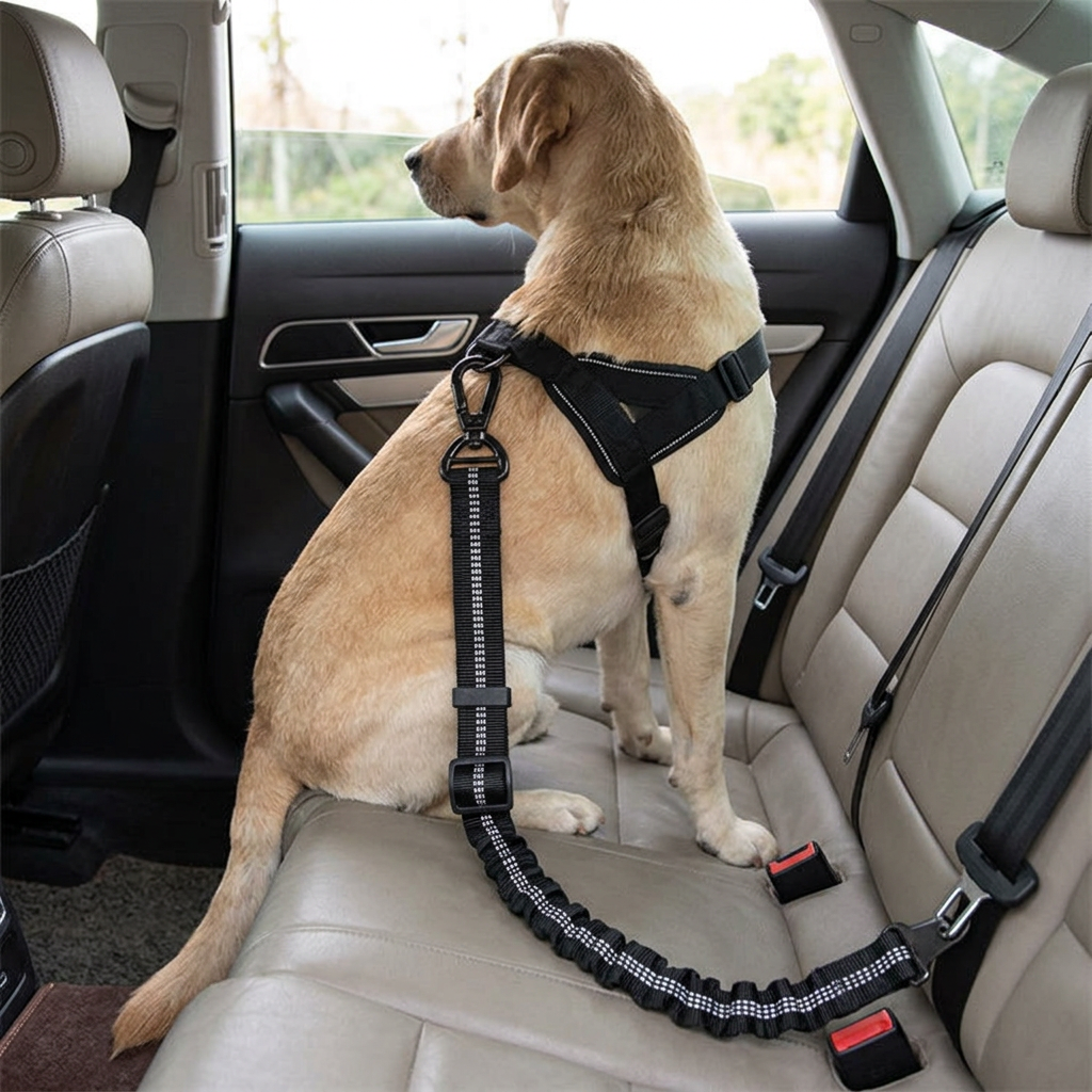 Dog Car Seat Belt Reflective Bungee Restraint Leash