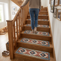 Geometric Pattern Stair Tread Mats, Machine Washable 30 in