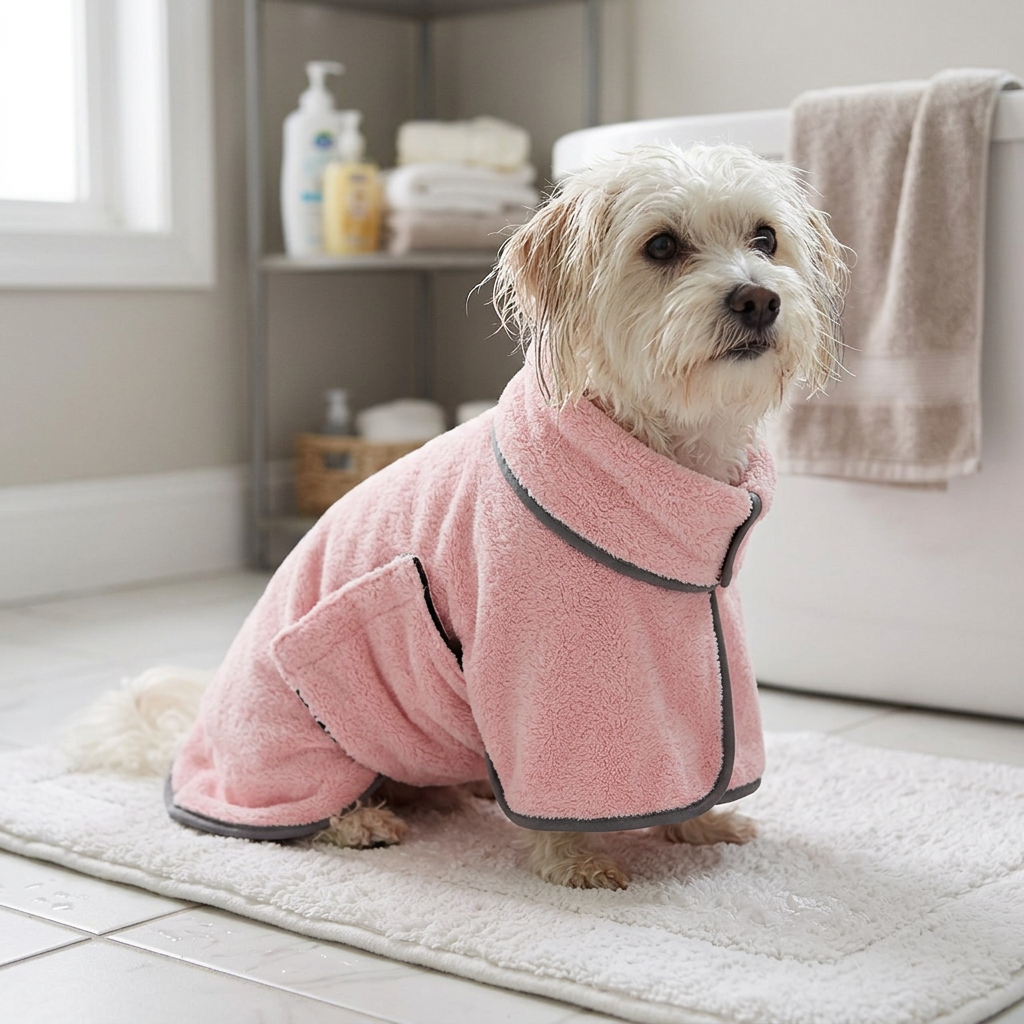 Quick-Dry Dog Bathrobe Towel, Absorbent Microfiber Pet Robe