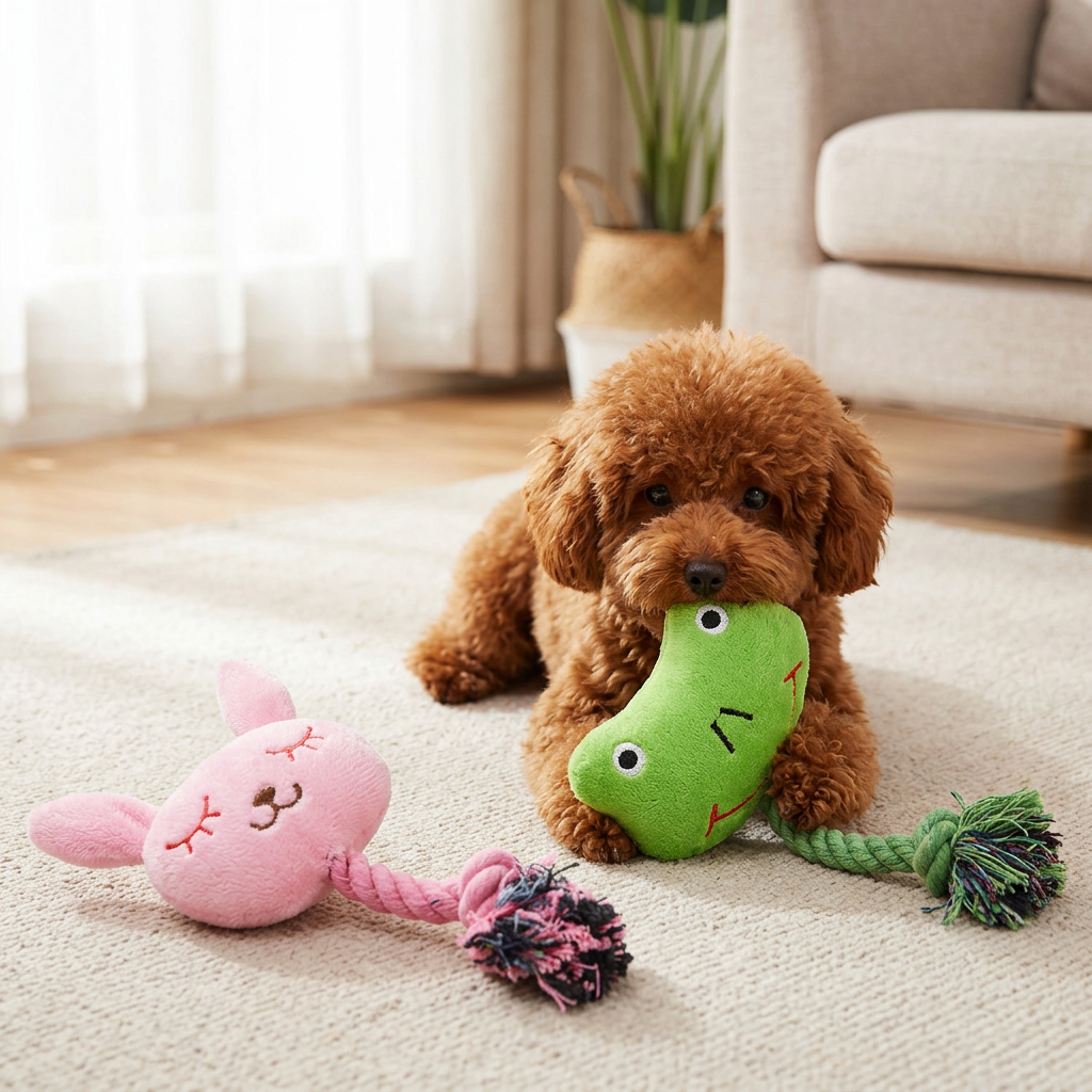 Squeaky Plush Dog Toy Bunny and Frog Puppy Chew