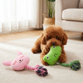 Squeaky Plush Dog Toy Bunny and Frog Puppy Chew