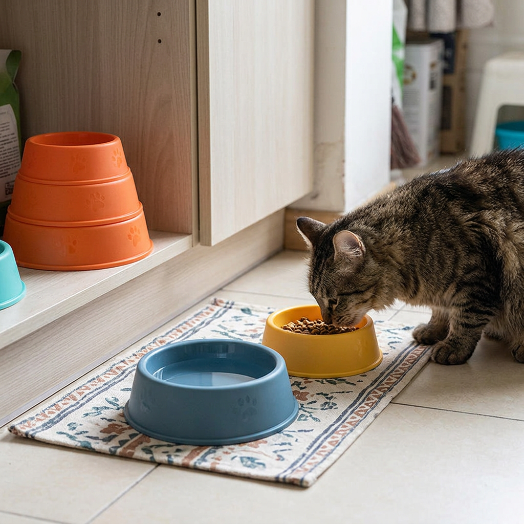 Frosted Paw Print Pet Bowl for Cats & Small Dogs, 3 Sizes