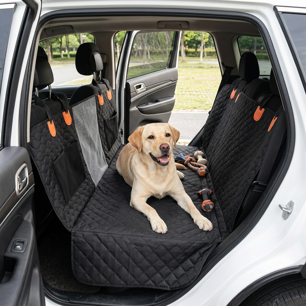 Dog Back Seat Extender with Mesh Window, 600D Waterproof