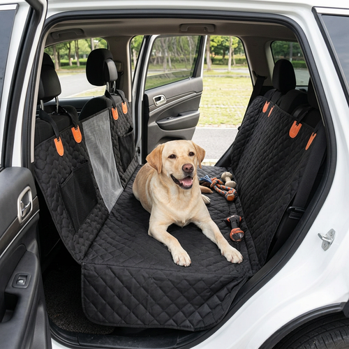 Dog Back Seat Extender with Mesh Window, 600D Waterproof