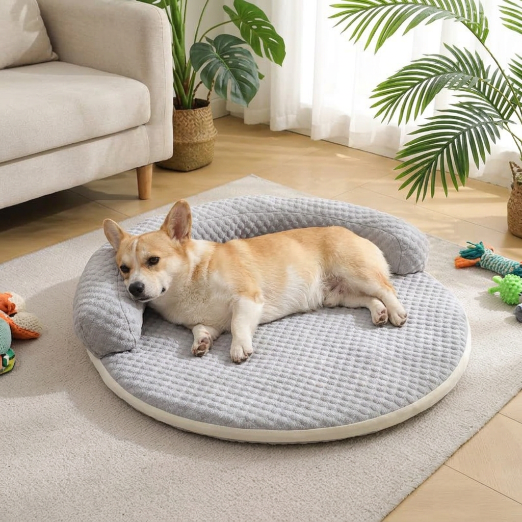 Cooling Dog Bed, Breathable Summer Bolster Mat in Gray