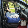 Dog Car Seat Bed Soft Travel Booster, Navy & Stripe