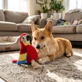 Plush Parrot Dog Toy with Rope Knots and Squeaker