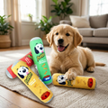Squeaky Plush Dog Toy Soft Machine Washable Chew Roll