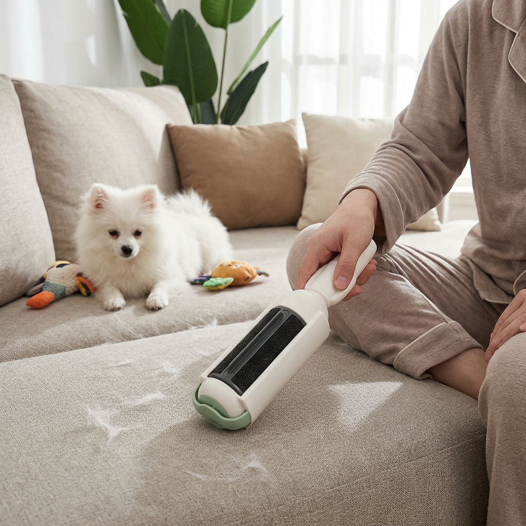 Pet Hair Remover Roller with Self-Cleaning Base