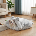 Two-Tone Plush Cat Nest, Semi-Enclosed Sleeping Bag