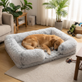 Plush Rectangle Dog Bed with Removable Cushion