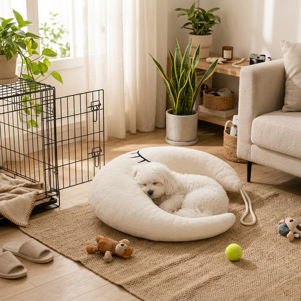 Moon-Shaped Dog Pillow, Soft Headrest for Beds & Crates