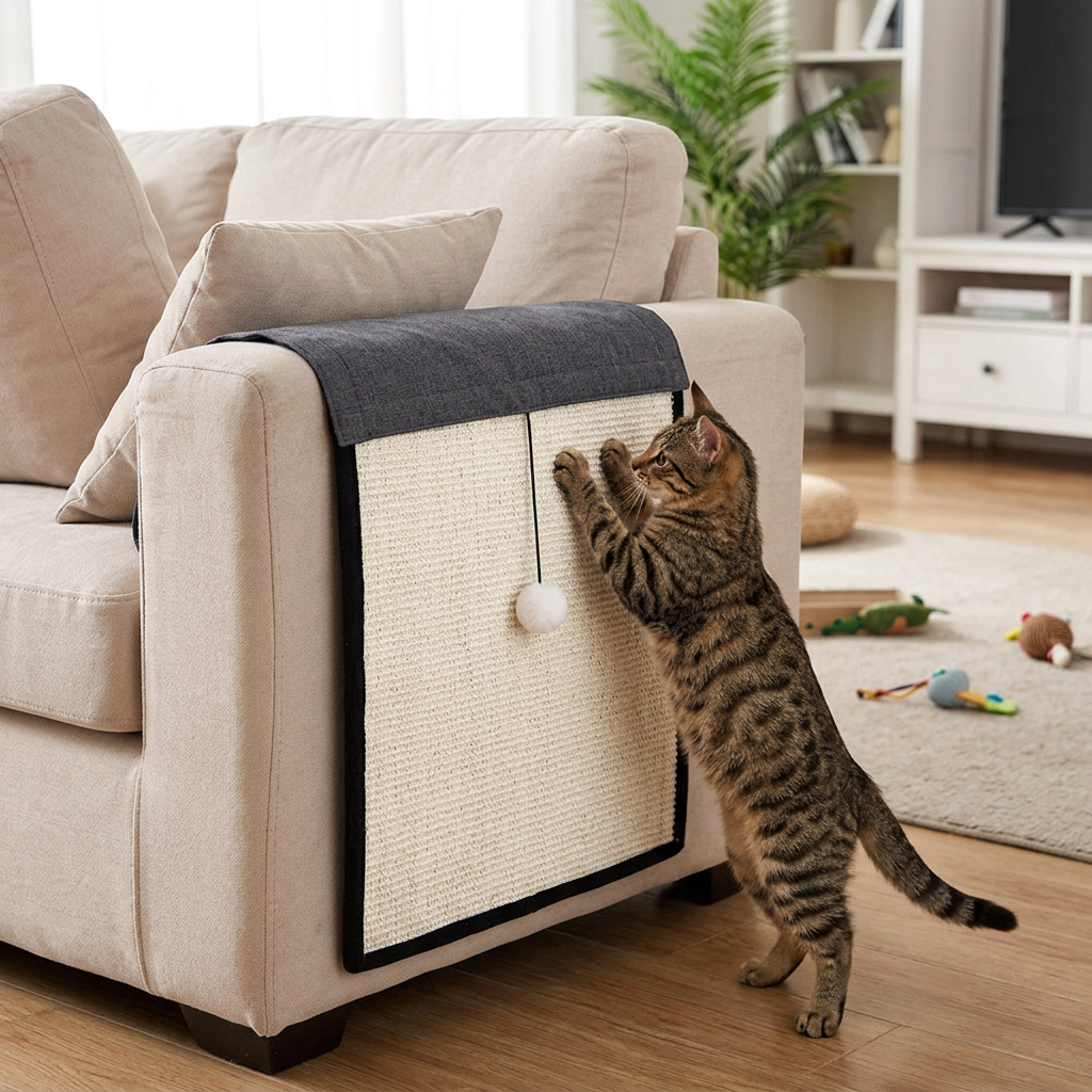 Natural Sisal Cat Scratch Pad, Sofa Armrest Protector