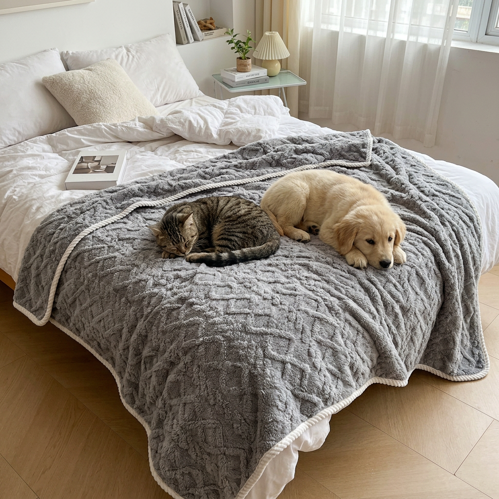 Thick Plush Cat Blanket, Soft Washable Throw Mat