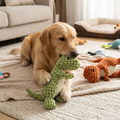 Squeaky Plush Dinosaur Dog Toy Soft Corduroy Chew