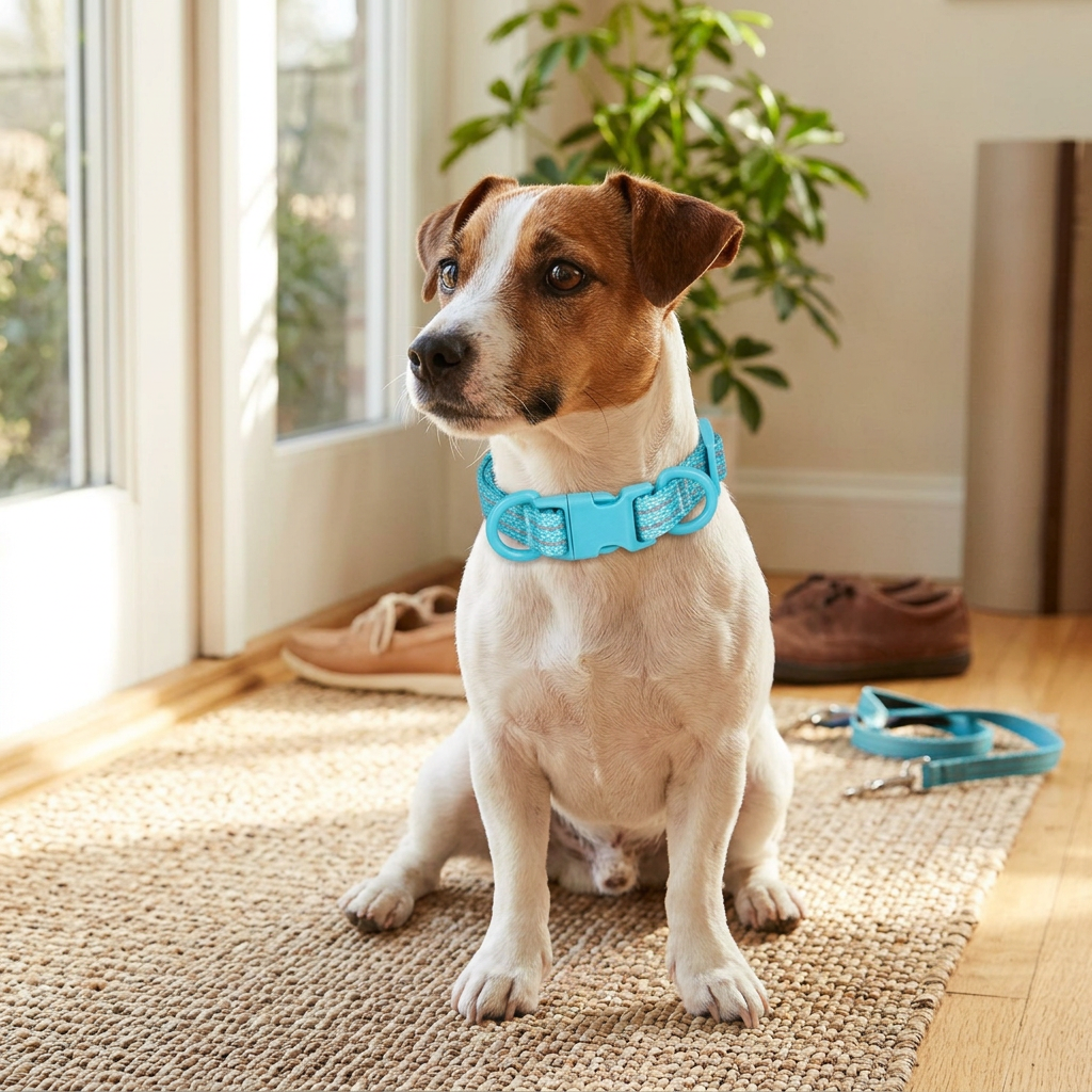 Reflective Nylon Dog Collar with Double D-Ring Quick Release