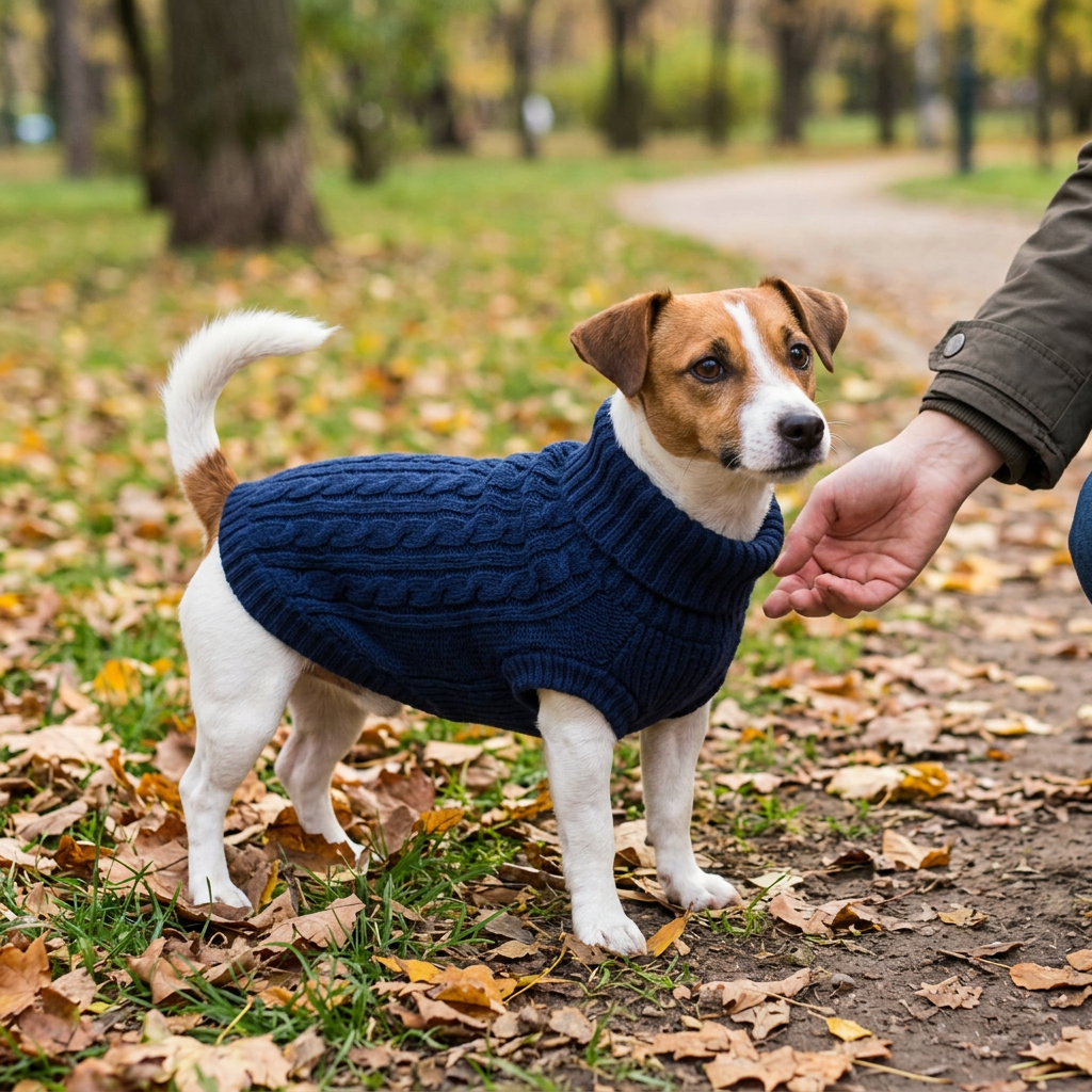 Thick Cable Knit Dog Sweater in Navy or White