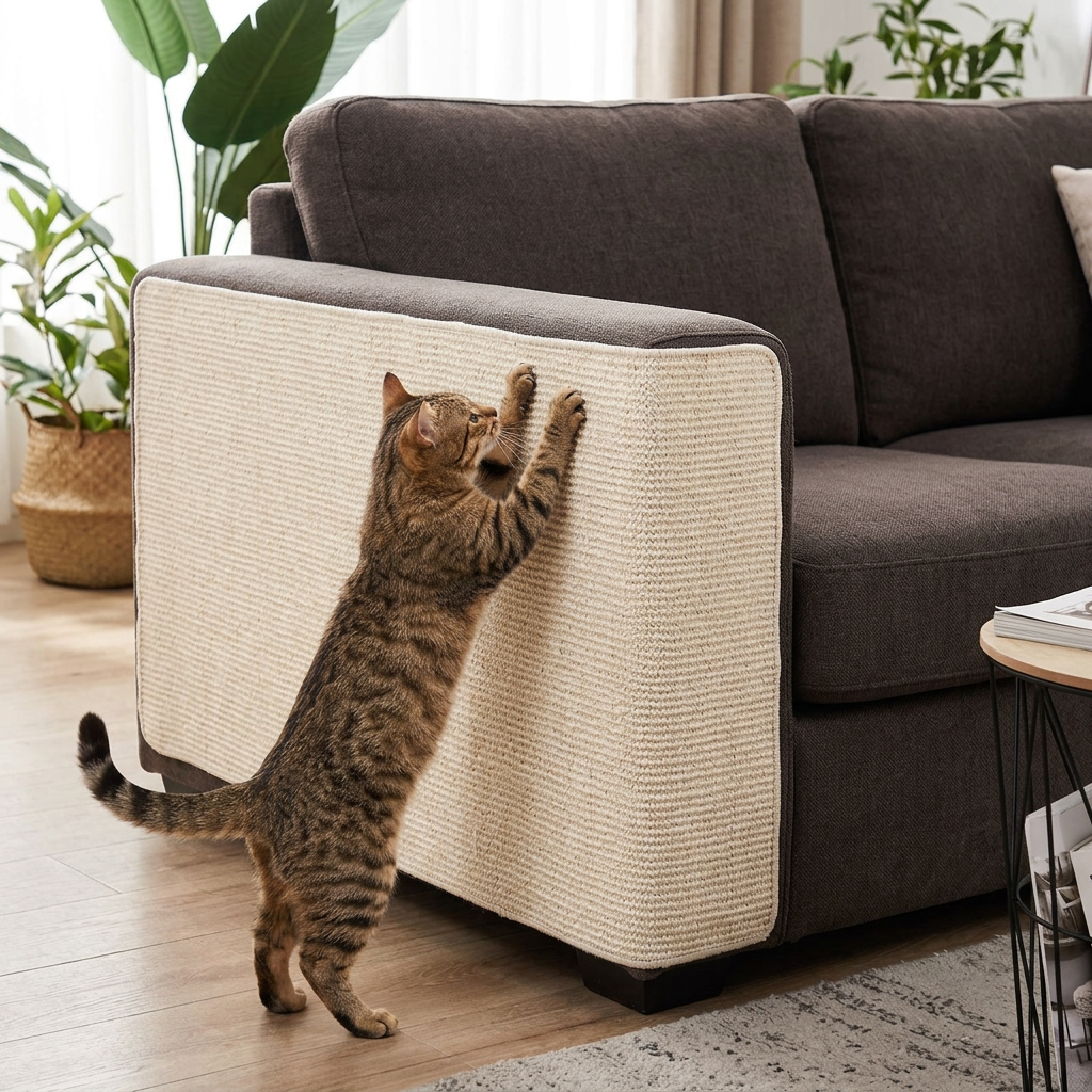 Trim-to-Fit Cat Scratch Mat, Self-Adhesive Couch Protector