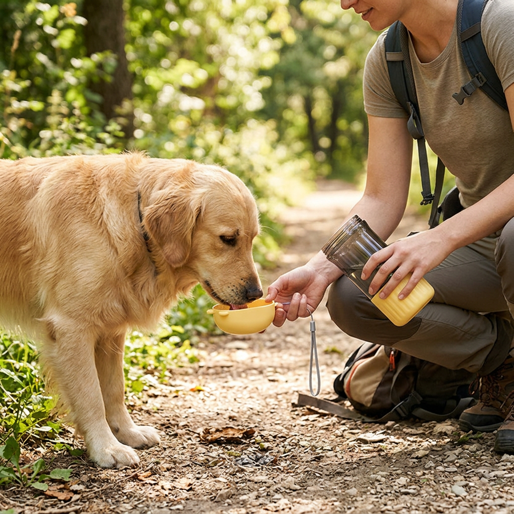 Portable Dog Water Bottle Cup for Walks & Hikes