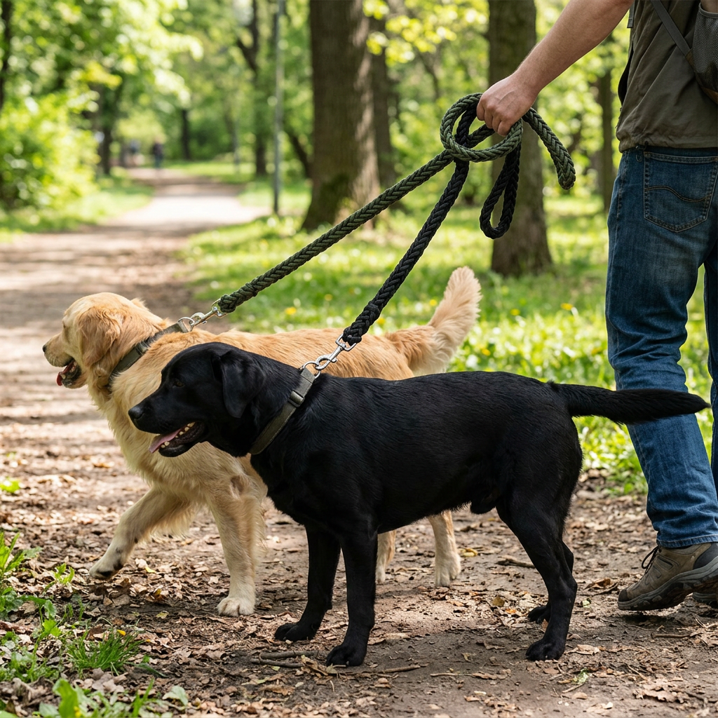 Heavy-Duty Braided Nylon Rope Dog Leash for Large Dogs