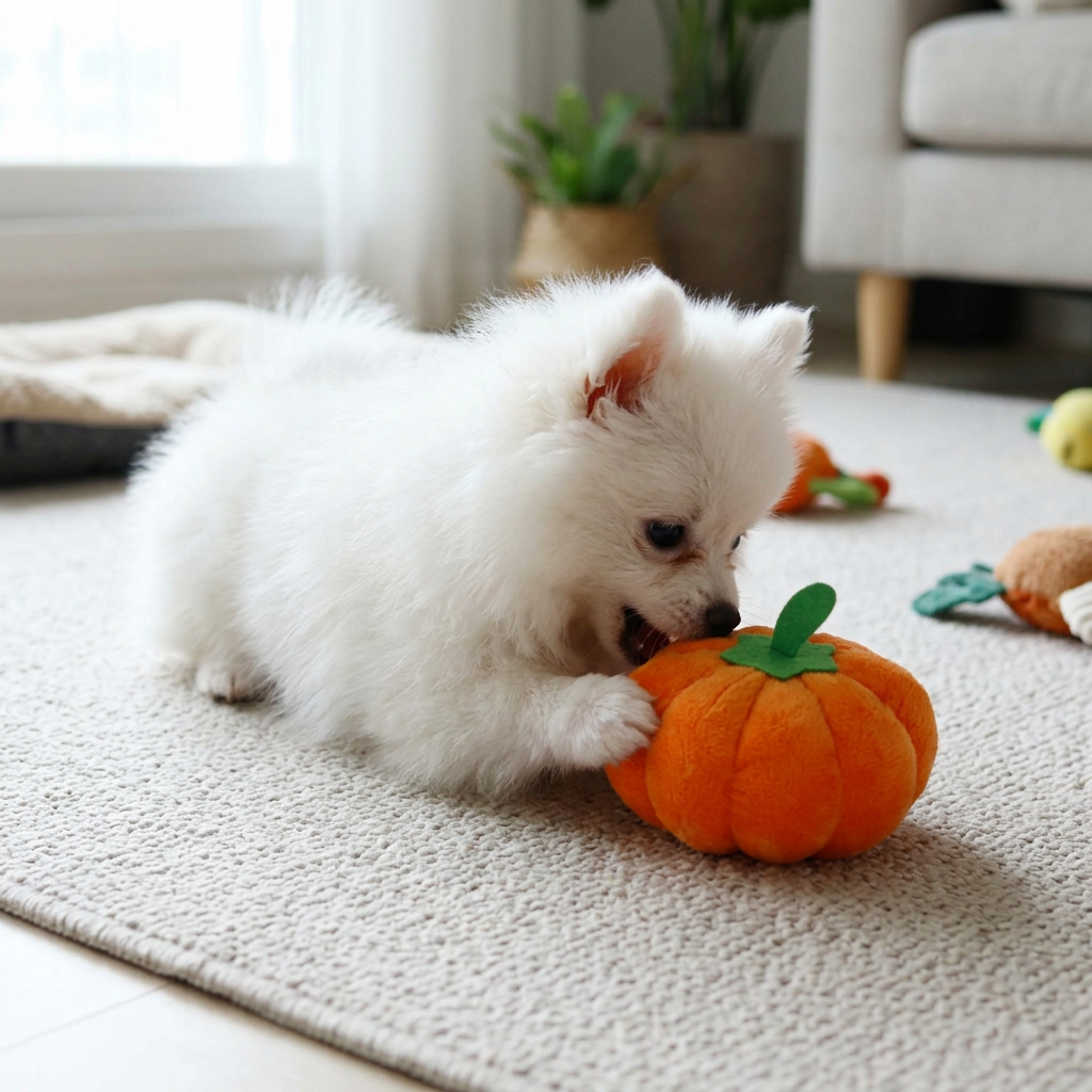 Squeaky Pumpkin Plush Dog Toy Small Soft Fetch Toy