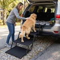 Extra Wide Folding Dog Stairs for Cars & High Beds, 5 Steps