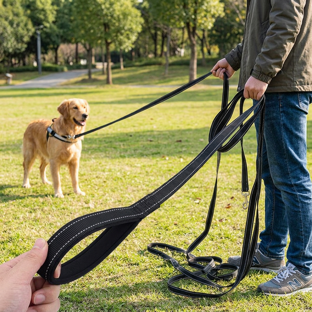 Long Line Dog Training Leash with Padded Handle, Reflective
